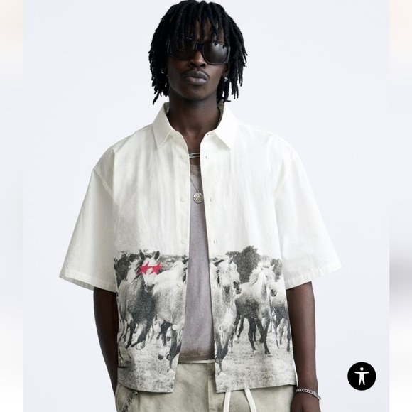 ❌️SOLD❌️LIMITED EDITION ZARA HORSE SHIRT X TWOJEYS SIZE L - Picture 2 of 8